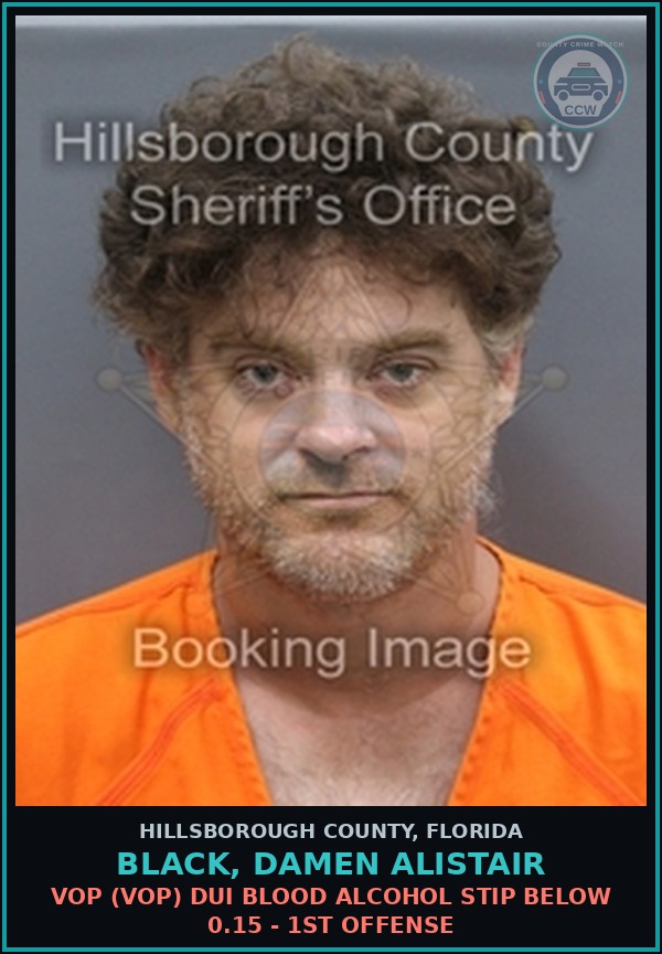 Booking mugshot of BLACK, DAMEN ALISTAIR in Hillsborough County