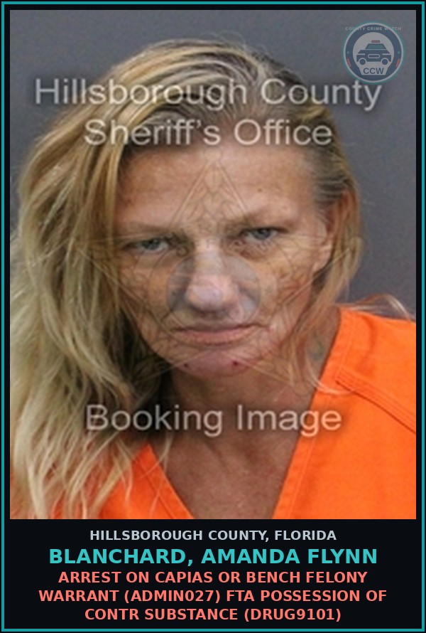 Booking mugshot of BLANCHARD, AMANDA FLYNN in Hillsborough County
