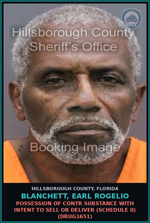 Booking mugshot of BLANCHETT, EARL ROGELIO in Hillsborough County