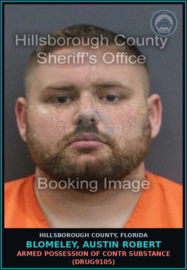 Booking mugshot of BLOMELEY, AUSTIN ROBERT in Hillsborough County