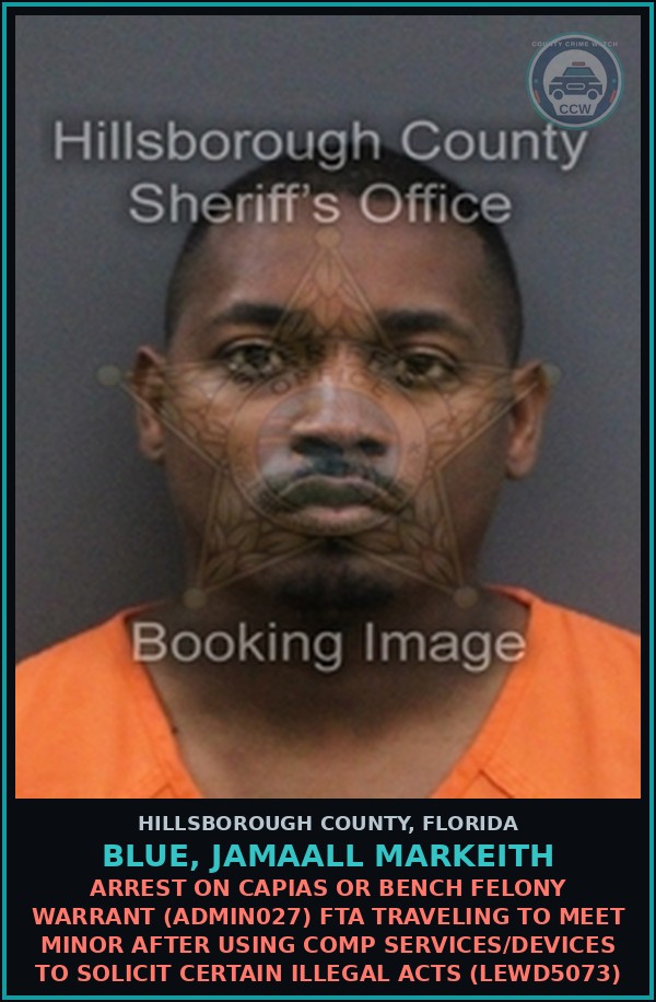 Booking mugshot of BLUE, JAMAALL MARKEITH in Hillsborough County