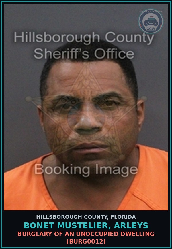 Booking mugshot of BONET MUSTELIER, ARLEYS in Hillsborough County