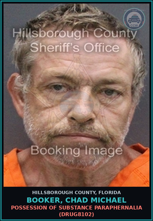 Booking mugshot of BOOKER, CHAD MICHAEL in Hillsborough County