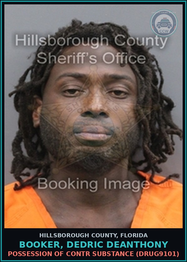 Booking mugshot of BOOKER, DEDRIC DEANTHONY in Hillsborough County