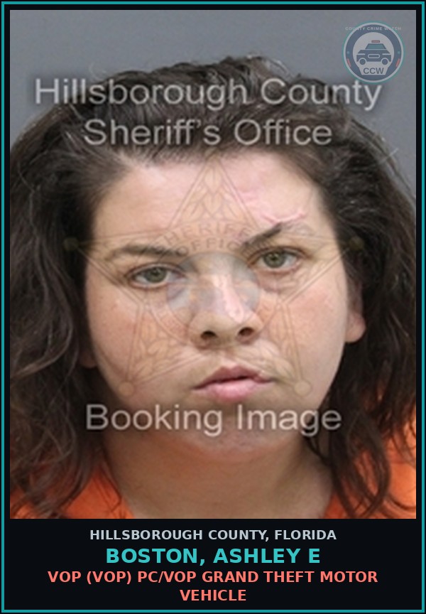 Booking mugshot of BOSTON, ASHLEY E in Hillsborough County
