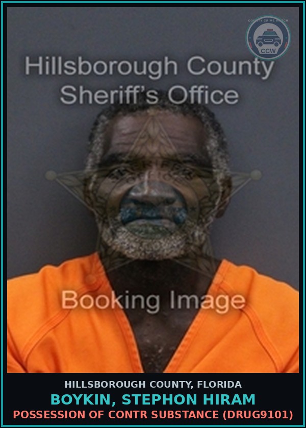 Booking mugshot of BOYKIN, STEPHON HIRAM in Hillsborough County