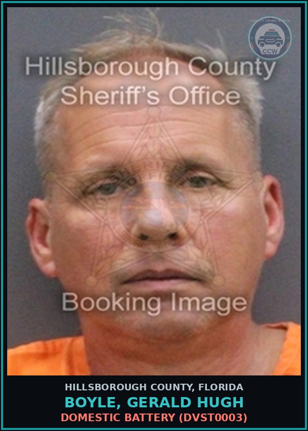 Booking mugshot of BOYLE, GERALD HUGH in Hillsborough County