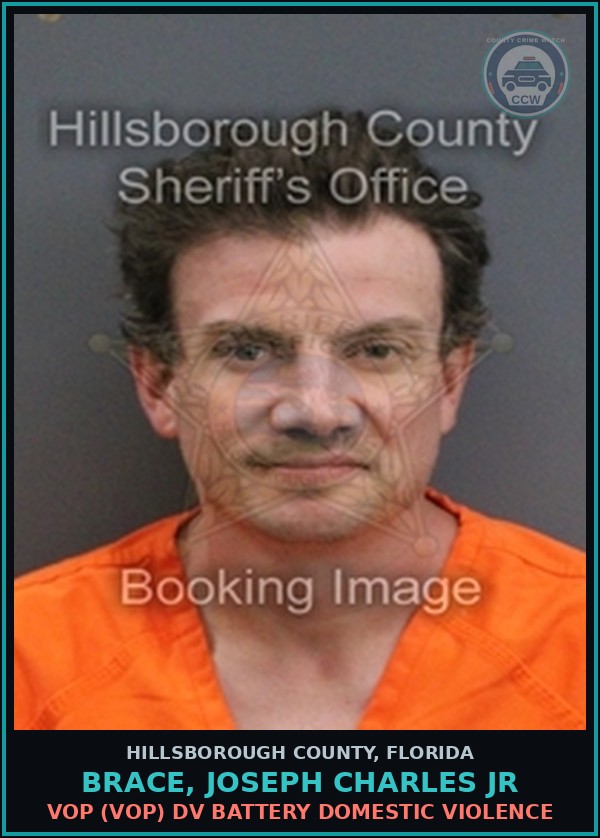 Booking mugshot of BRACE, JOSEPH CHARLES JR in Hillsborough County