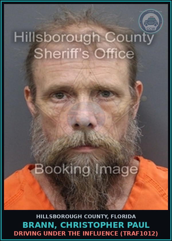 Booking mugshot of BRANN, CHRISTOPHER PAUL in Hillsborough County