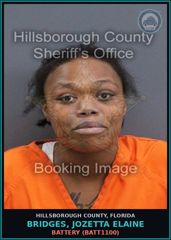 Booking mugshot of BRIDGES, JOZETTA ELAINE in Hillsborough County