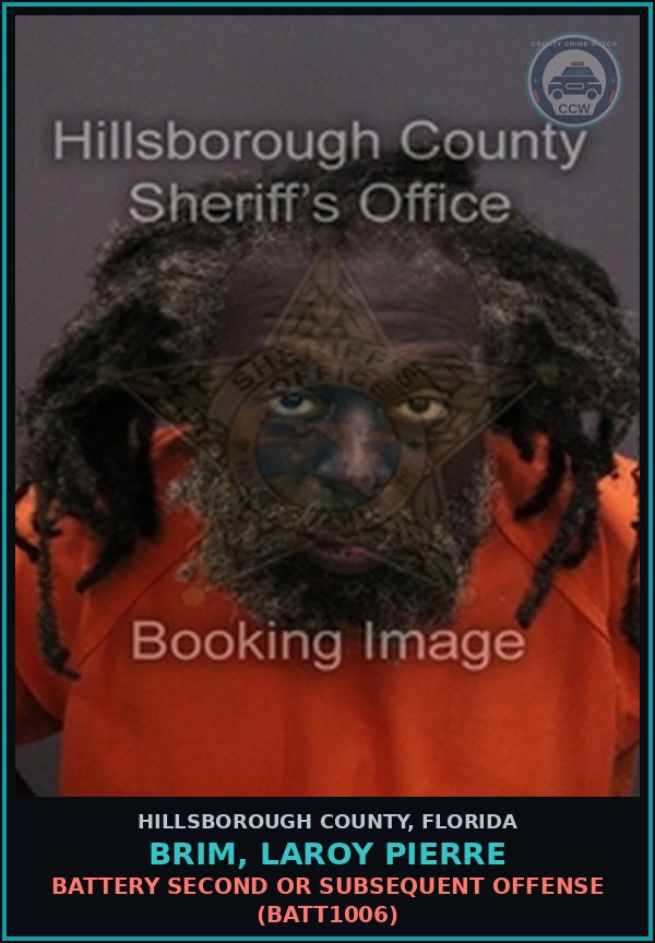 Booking mugshot of BRIM, LAROY PIERRE in Hillsborough County