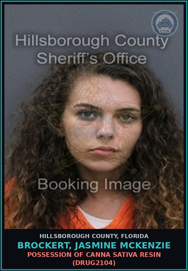 Booking mugshot of BROCKERT, JASMINE MCKENZIE in Hillsborough County
