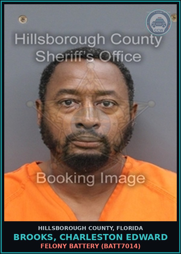 Booking mugshot of BROOKS, CHARLESTON EDWARD in Hillsborough County