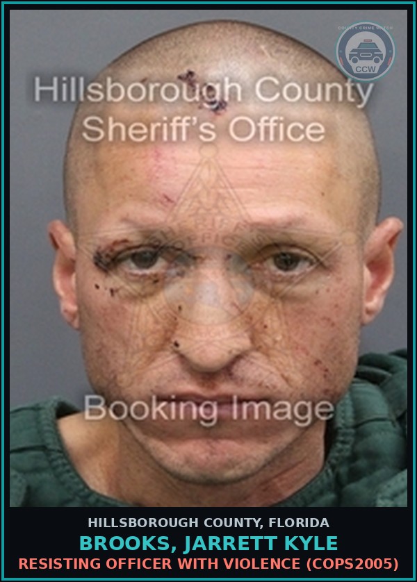 Booking mugshot of BROOKS, JARRETT KYLE in Hillsborough County