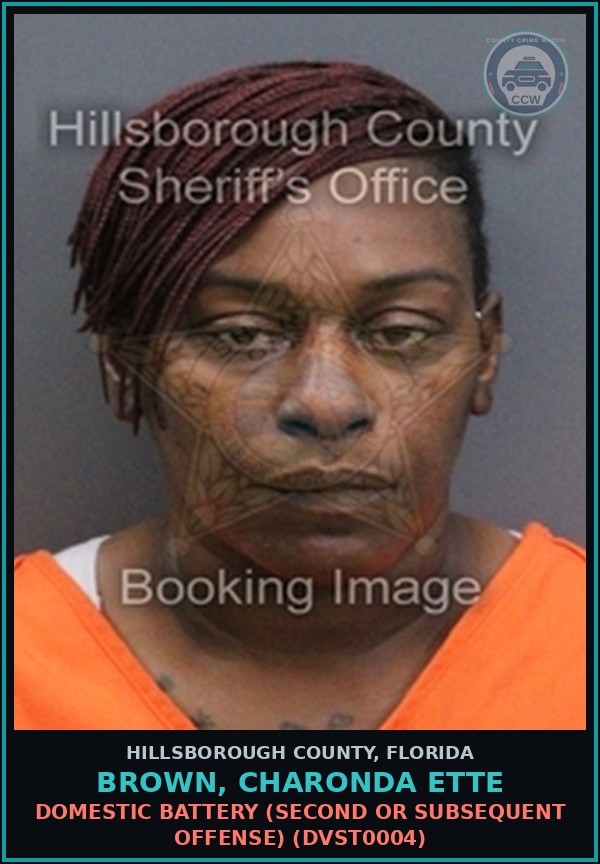 Booking mugshot of BROWN, CHARONDA ETTE in Hillsborough County