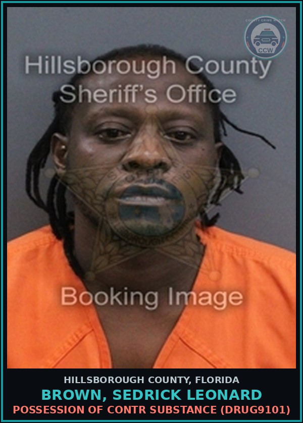 Booking mugshot of BROWN, SEDRICK LEONARD in Hillsborough County