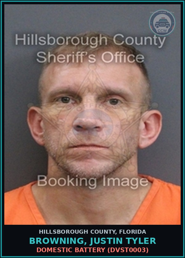 Booking mugshot of BROWNING, JUSTIN TYLER in Hillsborough County