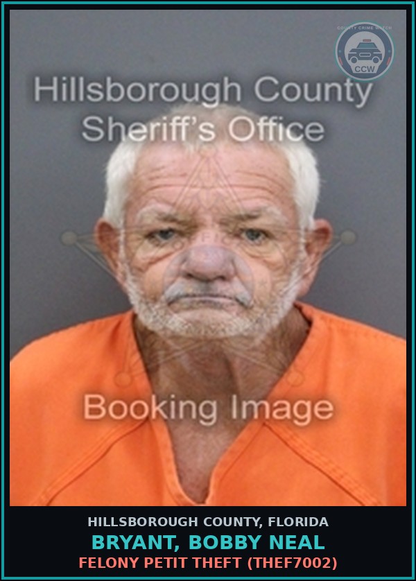 Booking mugshot of BRYANT, BOBBY NEAL in Hillsborough County