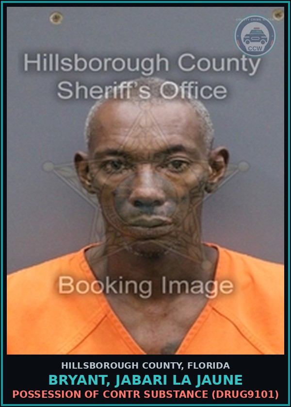 Booking mugshot of BRYANT, JABARI LA JAUNE in Hillsborough County
