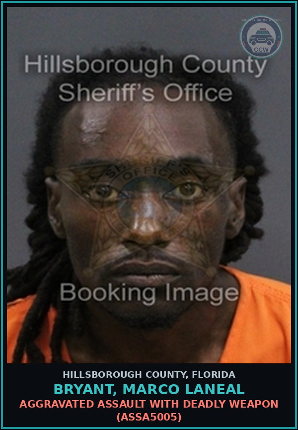 Booking mugshot of BRYANT, MARCO LANEAL in Hillsborough County