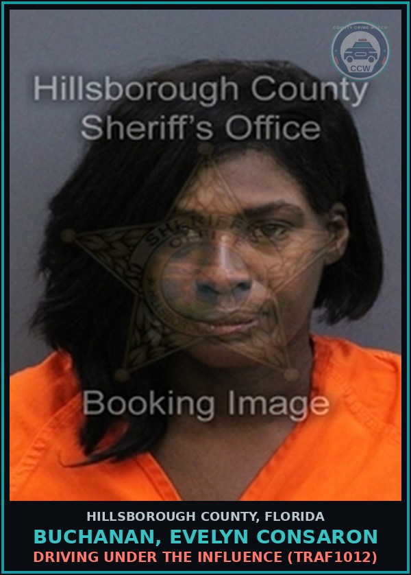 Booking mugshot of BUCHANAN, EVELYN CONSARON in Hillsborough County