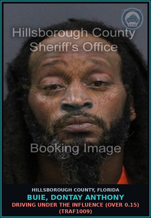 Booking mugshot of BUIE, DONTAY ANTHONY in Hillsborough County