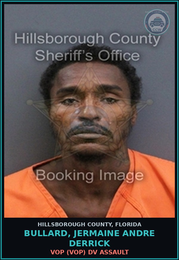 Booking mugshot of BULLARD, JERMAINE ANDRE DERRICK in Hillsborough County