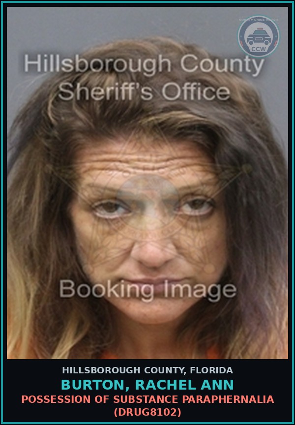 Booking mugshot of BURTON, RACHEL ANN in Hillsborough County