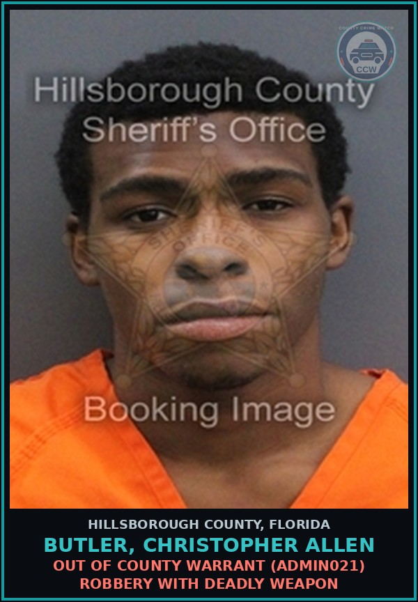 Booking mugshot of BUTLER, CHRISTOPHER ALLEN in Hillsborough County