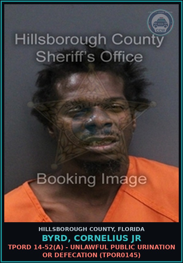 Booking mugshot of BYRD, CORNELIUS JR in Hillsborough County