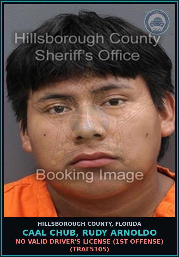 Booking mugshot of CAAL CHUB, RUDY ARNOLDO in Hillsborough County