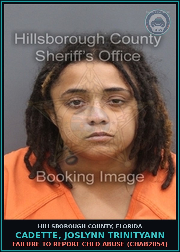 Booking mugshot of CADETTE, JOSLYNN TRINITYANN in Hillsborough County