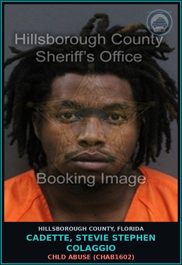 Booking mugshot of CADETTE, STEVIE STEPHEN COLAGGIO in Hillsborough County