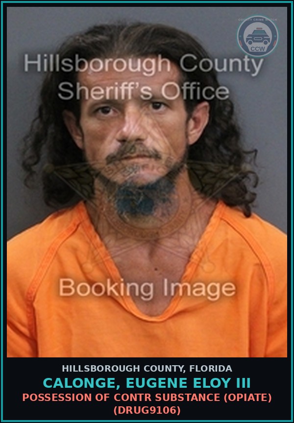Booking mugshot of CALONGE, EUGENE ELOY III in Hillsborough County