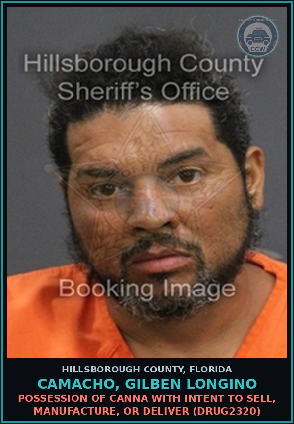 Booking mugshot of CAMACHO, GILBEN LONGINO in Hillsborough County