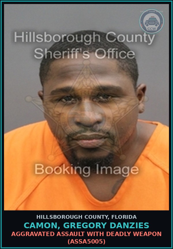 Booking mugshot of CAMON, GREGORY DANZIES in Hillsborough County