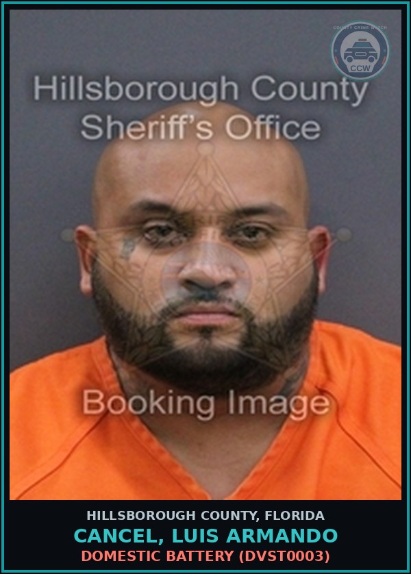 Booking mugshot of CANCEL, LUIS ARMANDO in Hillsborough County