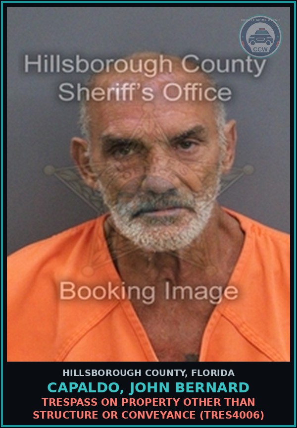 Booking mugshot of CAPALDO, JOHN BERNARD in Hillsborough County