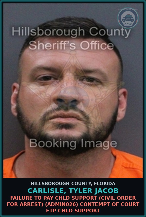 Booking mugshot of CARLISLE, TYLER JACOB in Hillsborough County