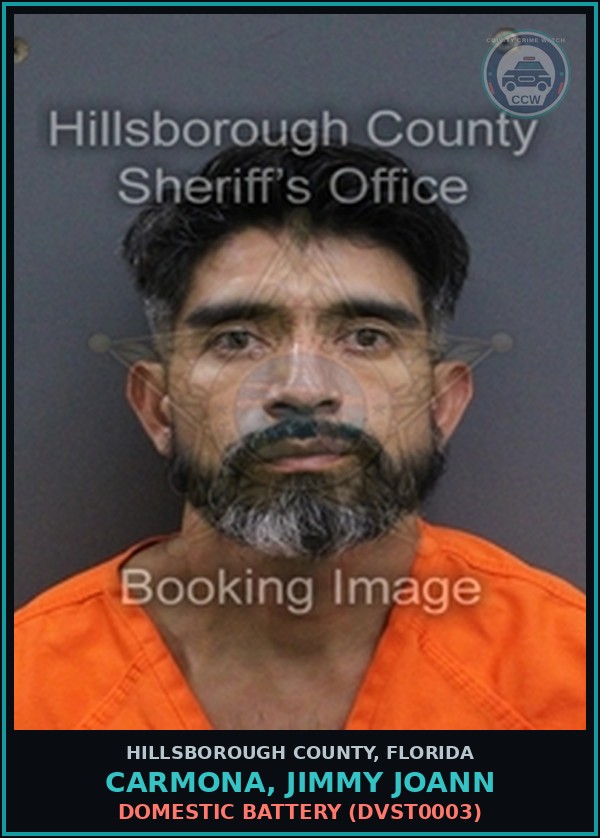 Booking mugshot of CARMONA, JIMMY JOANN in Hillsborough County