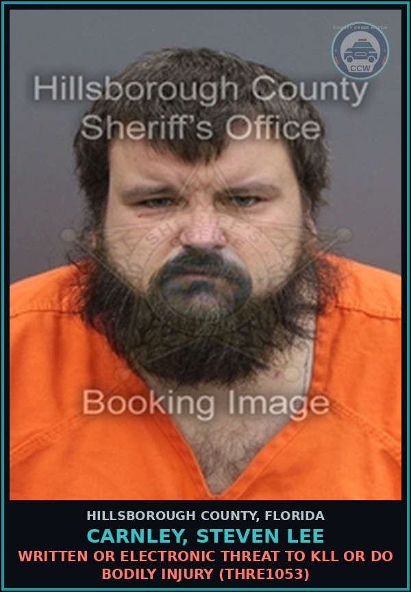 Booking mugshot of CARNLEY, STEVEN LEE in Hillsborough County
