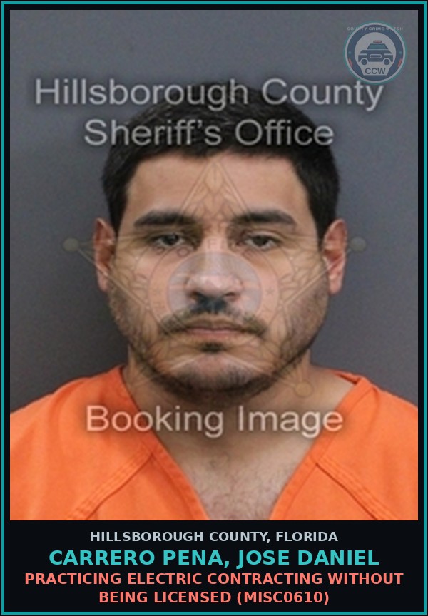 Booking mugshot of CARRERO PENA, JOSE DANIEL in Hillsborough County