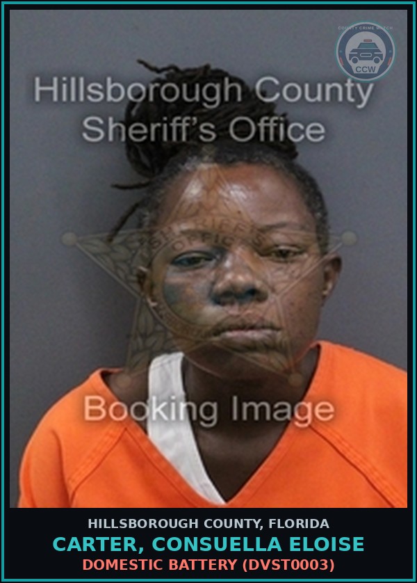 Booking mugshot of CARTER, CONSUELLA ELOISE in Hillsborough County