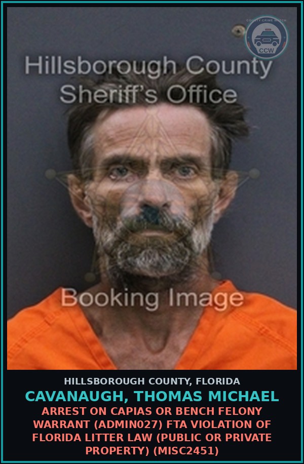 Booking mugshot of CAVANAUGH, THOMAS MICHAEL in Hillsborough County