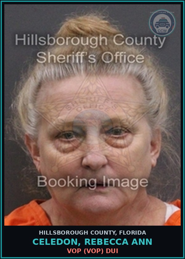 Booking mugshot of CELEDON, REBECCA ANN in Hillsborough County