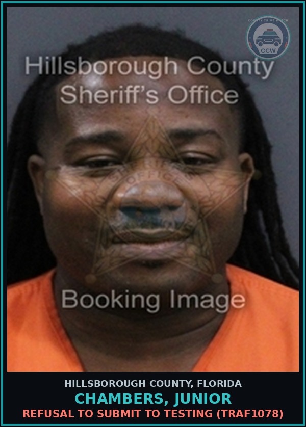 Booking mugshot of CHAMBERS, JUNIOR in Hillsborough County