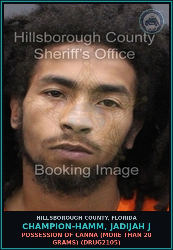 Booking mugshot of CHAMPION-HAMM, JADIJAH J in Hillsborough County