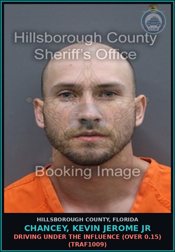 Booking mugshot of CHANCEY, KEVIN JEROME JR in Hillsborough County