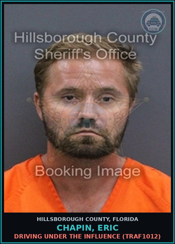 Booking mugshot of CHAPIN, ERIC in Hillsborough County