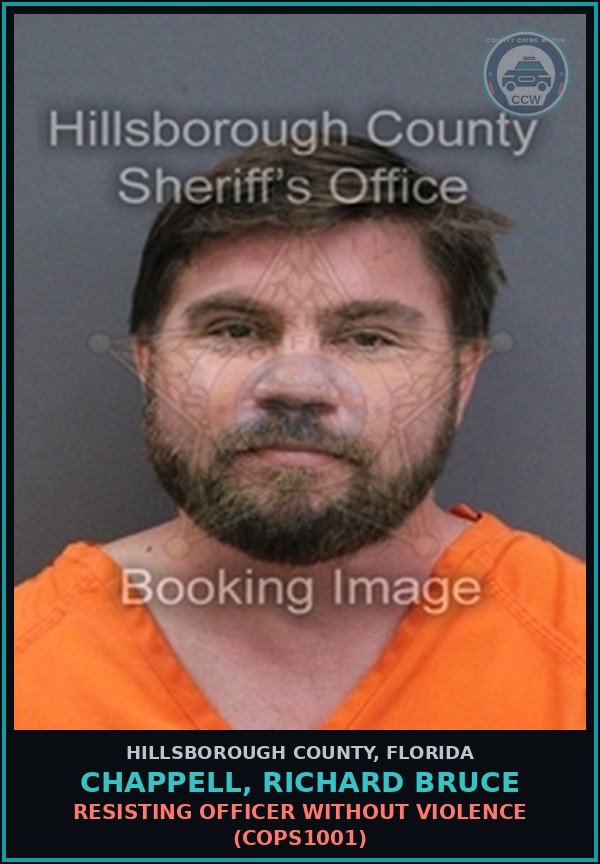 Booking mugshot of CHAPPELL, RICHARD BRUCE in Hillsborough County